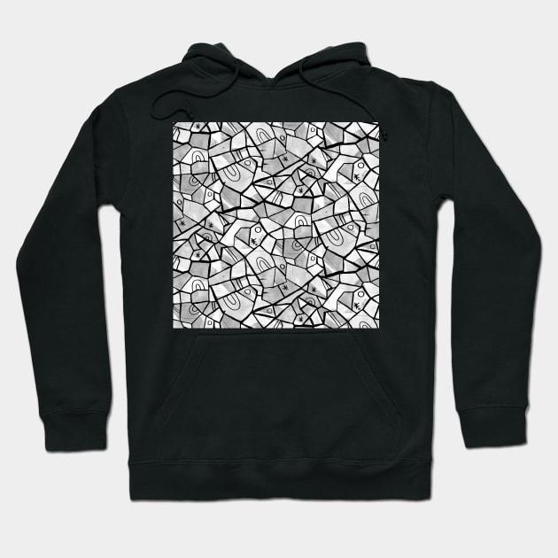 Black and White Solid Shapes Hoodie by Carolina Díaz